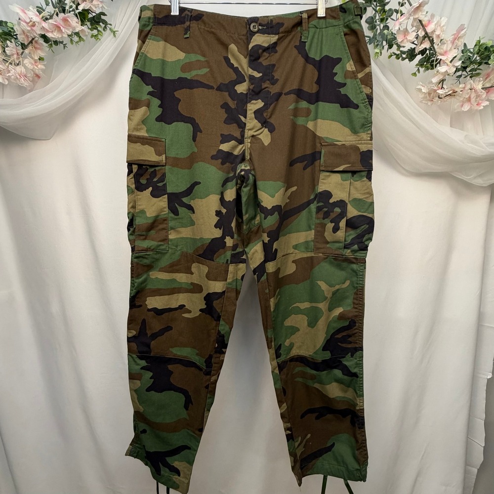 US Military Woodland Camo Cargo Combat Trousers Large Regular 8415-01-084-1017